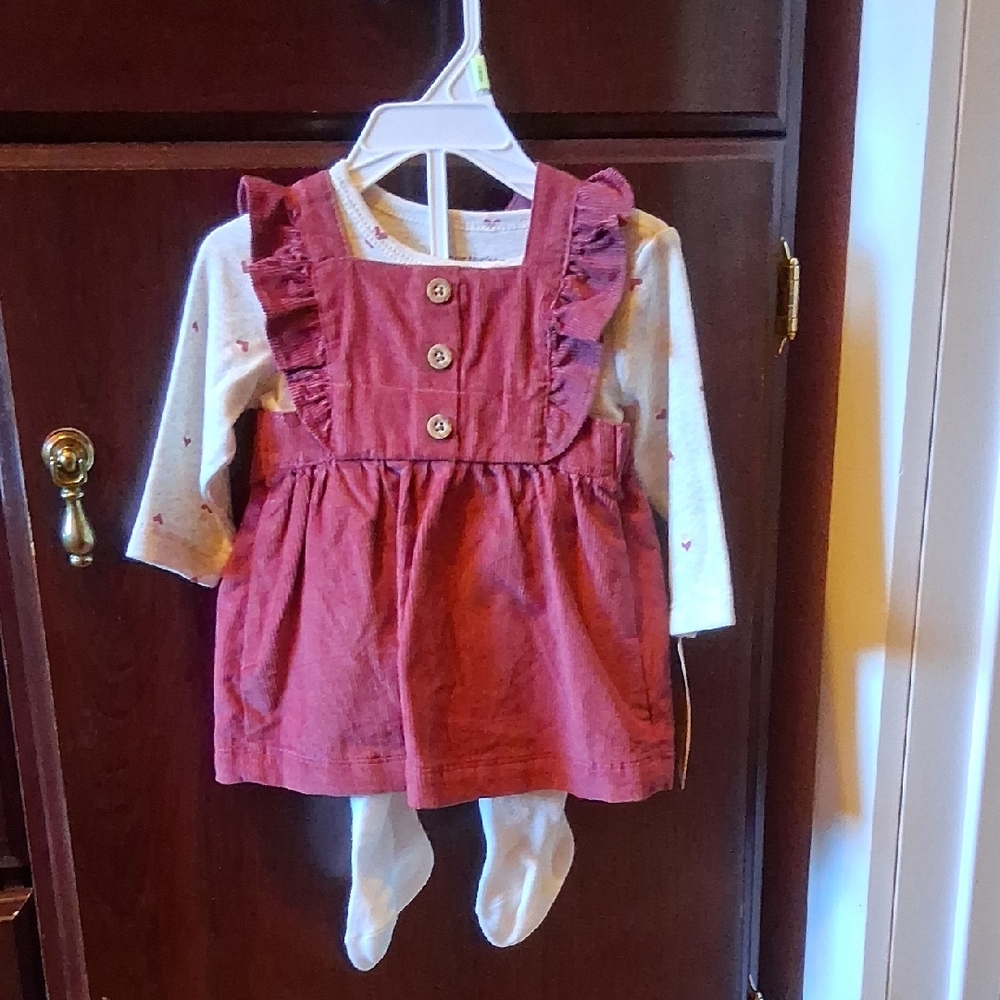 Carter's Burgundy Baby Dress with White Shirt